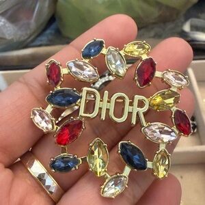 Gold and Multicolor Crystal Brooch